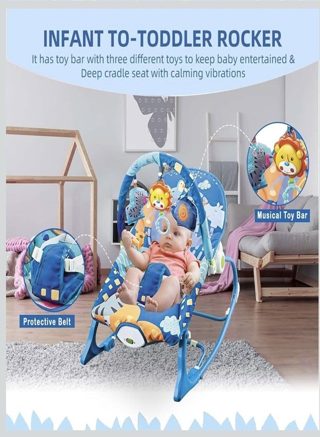 Richtots Premium Baby Rocker Chair Comfortable & Soothing Bouncer for Newborns. Multi-Position Recline, Vibrations, Removable Toys. Portable Design-Indigo Blue Color - Image 4
